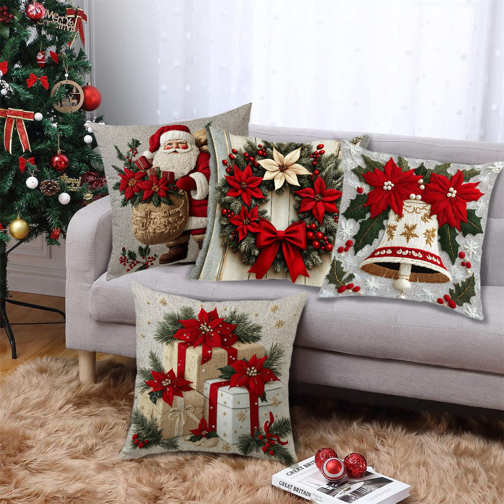 Red Christmas Decorative Cushion with Filling 45x45 cm