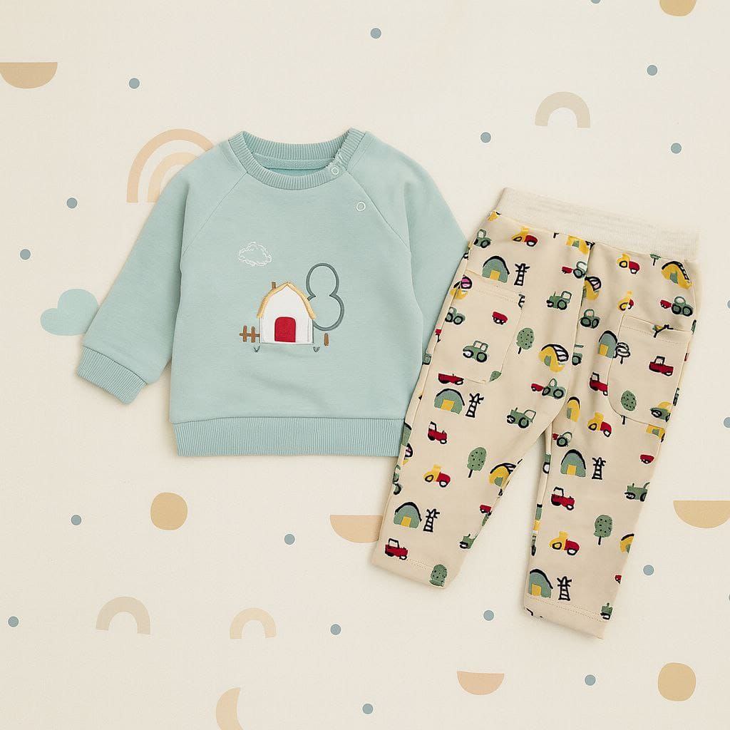 Nice Set For Baby Boy Farm Design Size 0-9 Months