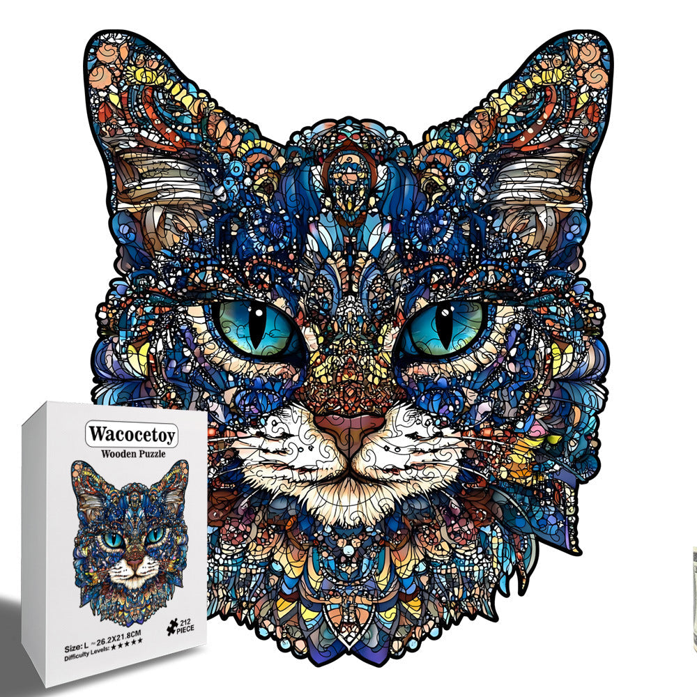 Mystic Cat Wooden Puzzle – 212 Pieces | Premium Animal Jigsaw Puzzle