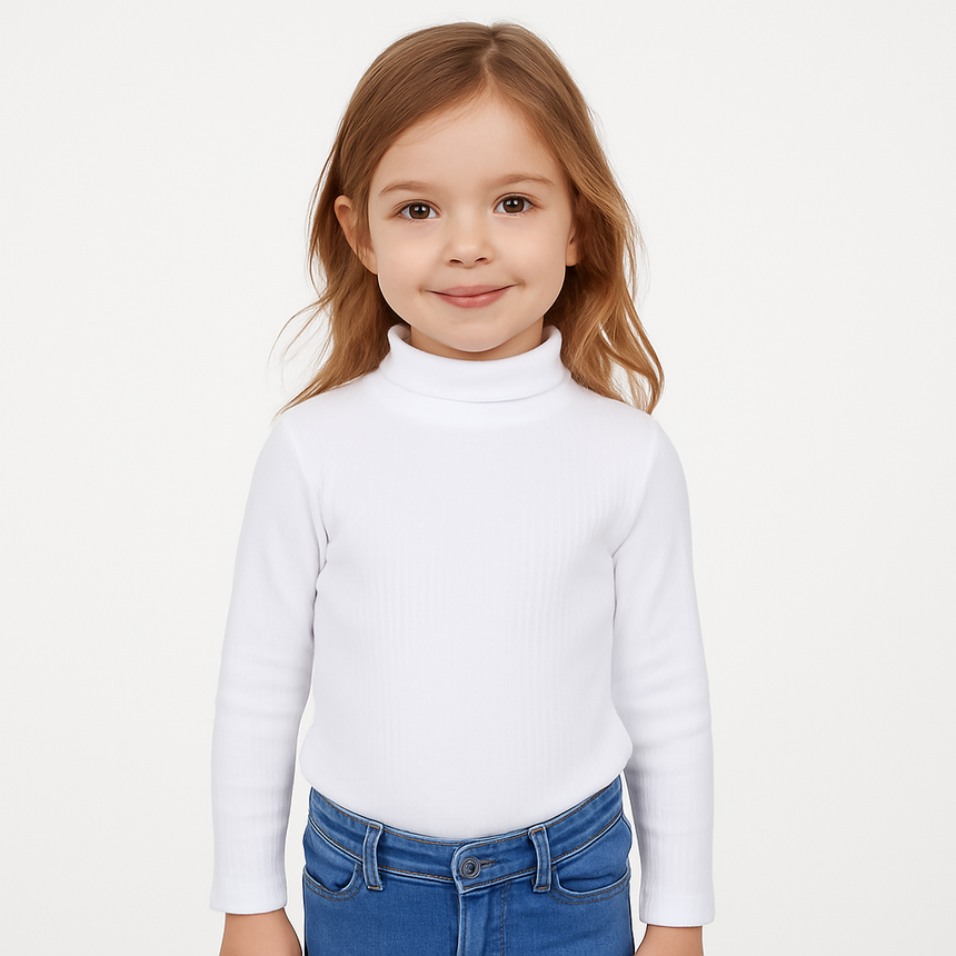 Kids’ White School Turtleneck | 1–13Y