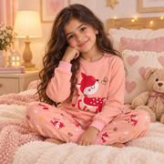 Girls’ 100% Cotton Sweet Deer Pajama Set | 0–8Y