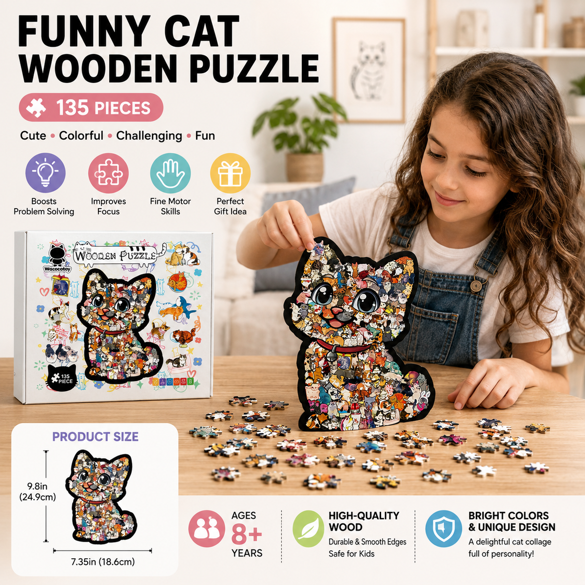 Funny Cat Wooden Puzzle 135 Pieces