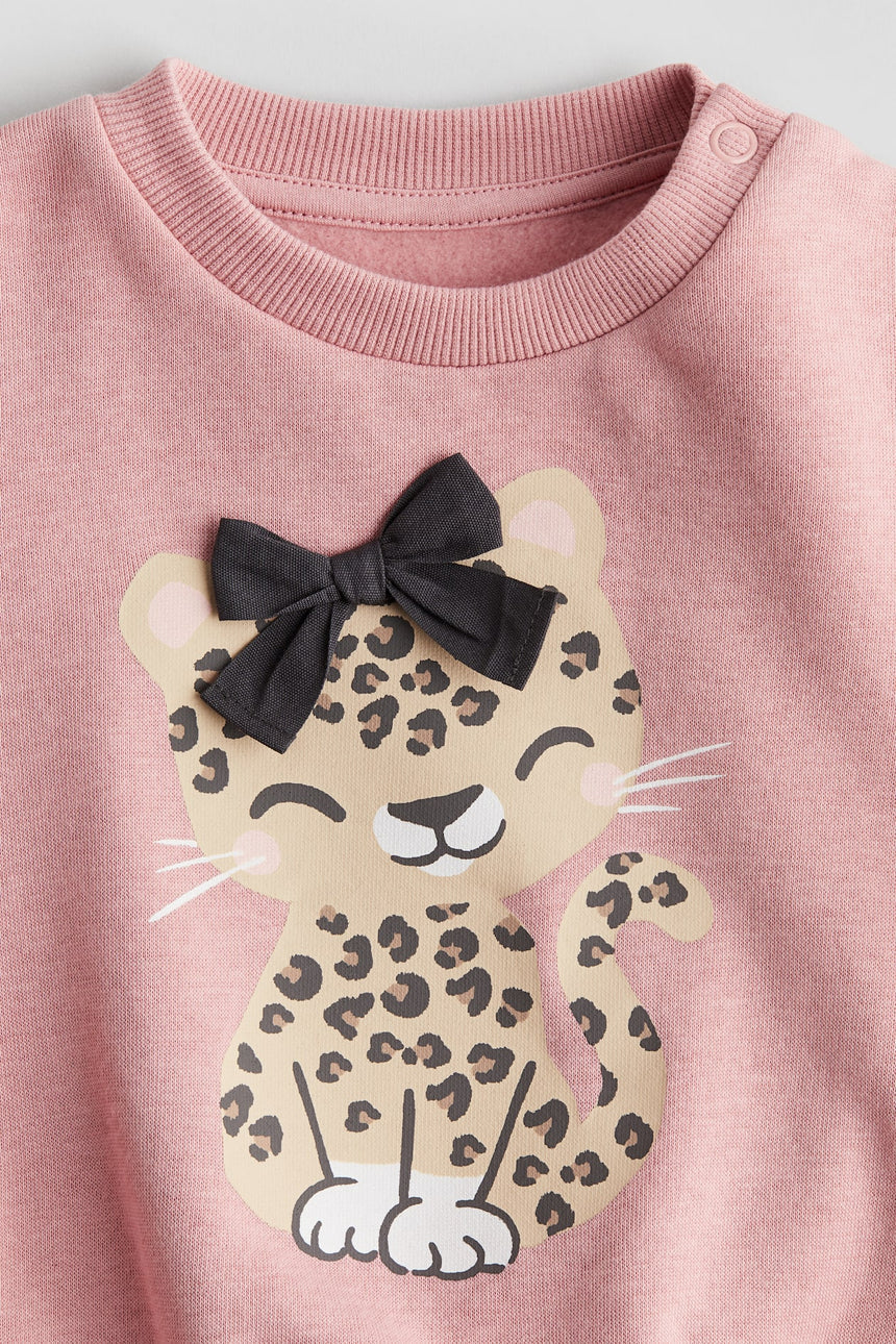 Girls’ Light Cotton Leopard Sweatshirt | 3–10Y