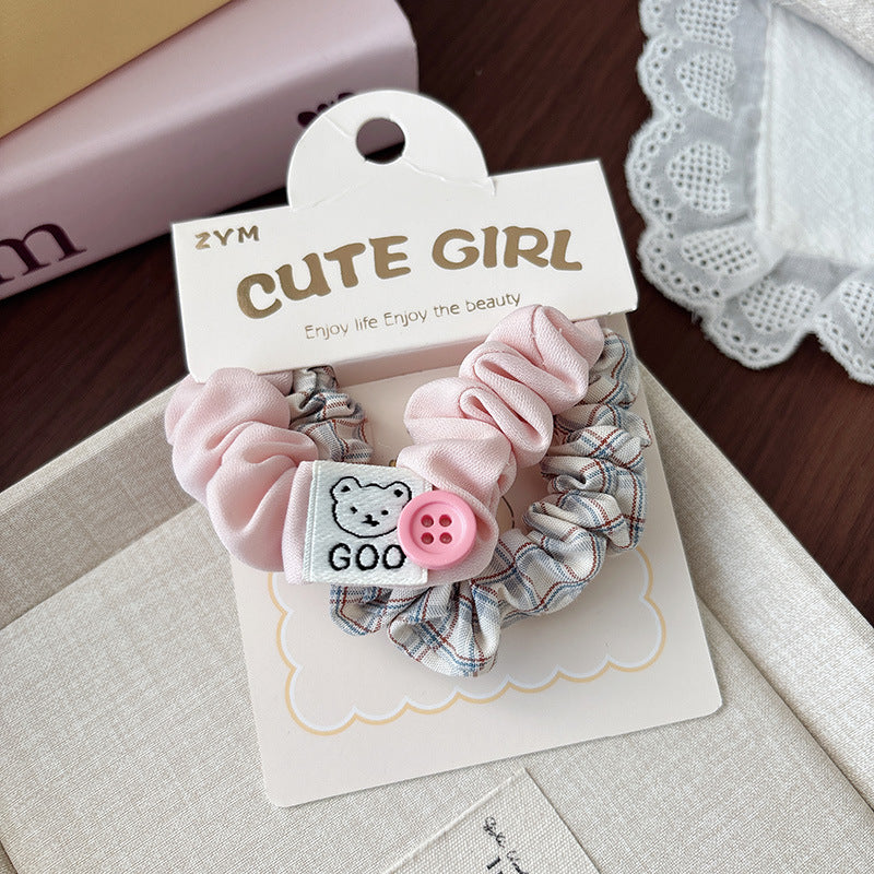 Cute Girl Plaid Scrunchie - 2 Pcs