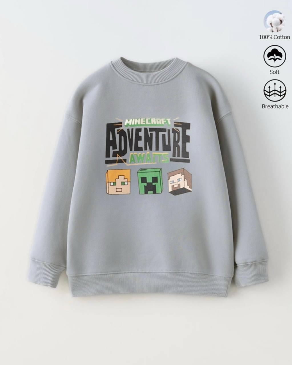Minecraft Cotton Sweatshirt – Grey | 5–14Y