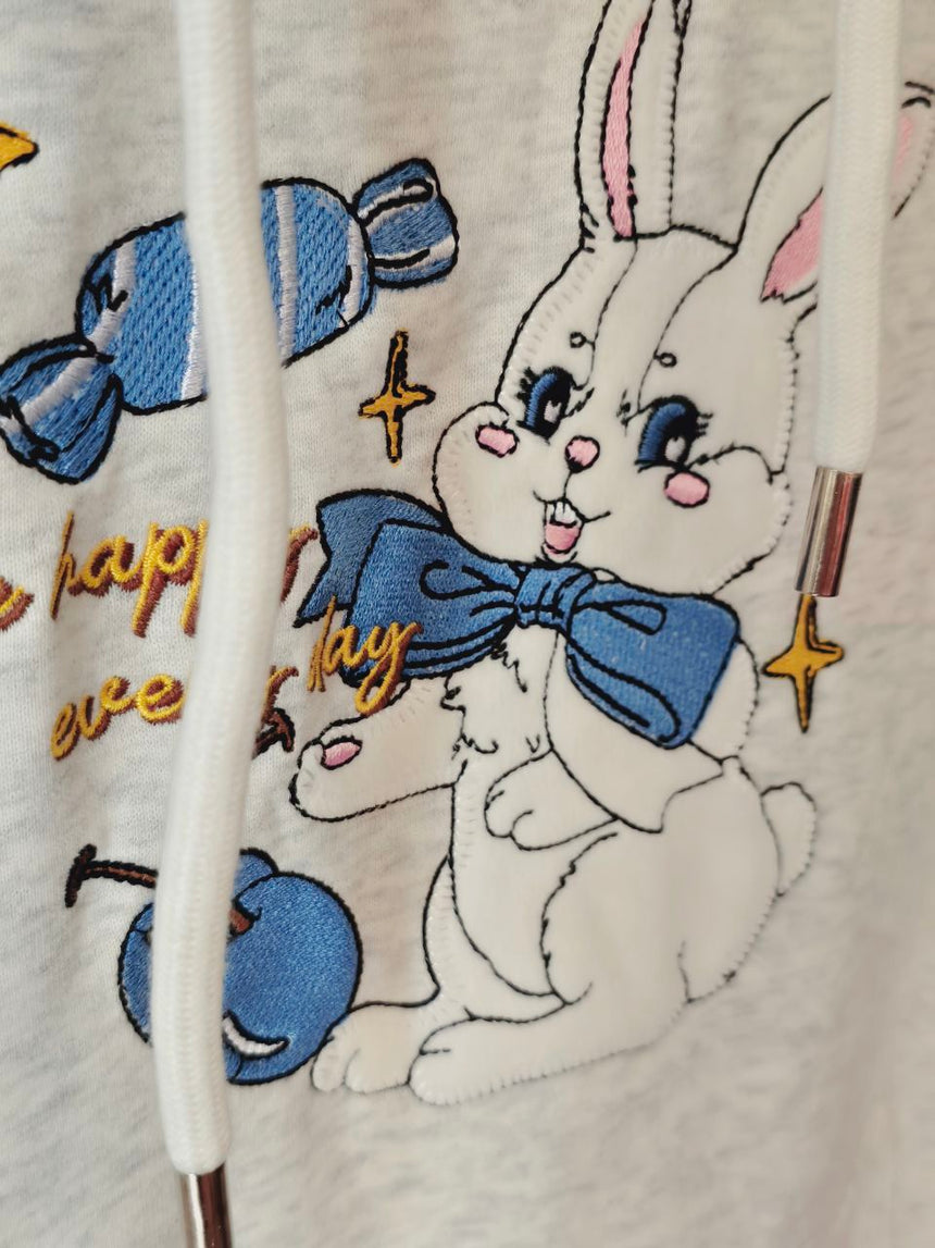 Kids’ Cotton Rabbit Print Oversized Hoodie | S–L