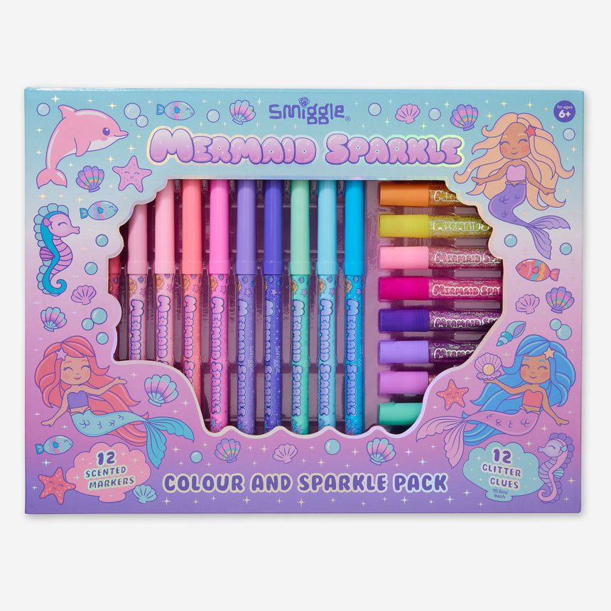 Smiggle Mermaid Sparkle Color And Sparkle Pack 24 Pcs