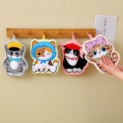 Cute Cat Coral Microfiber Hanging Hand Towel 24x19cm