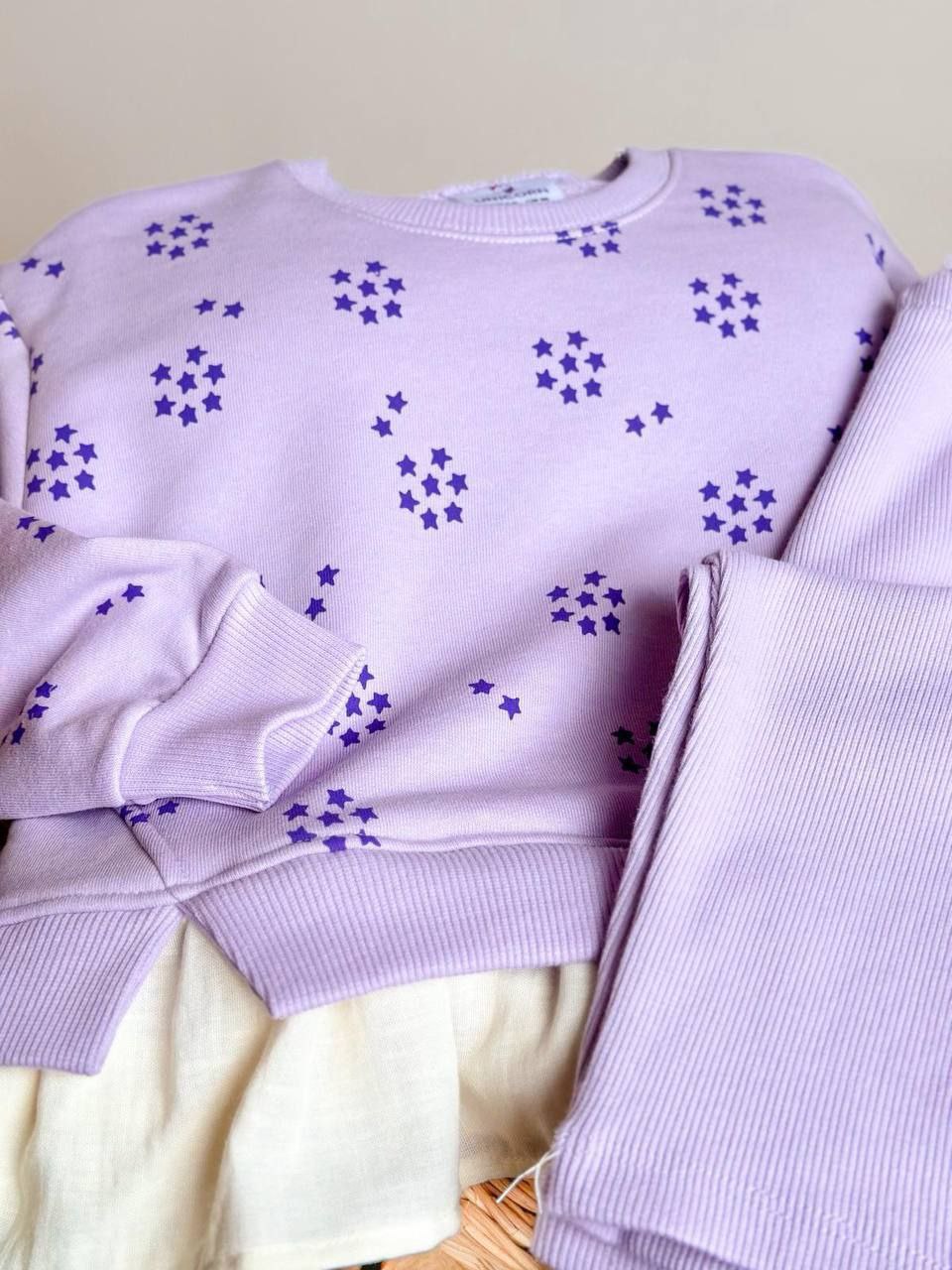 Kids’ Lilac Cotton Stars Outfit / 2–8Y