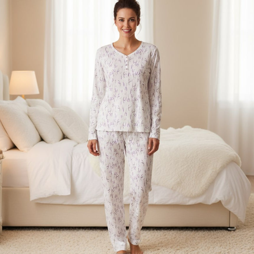 Women Pyjama Lavender Design Size L-XL