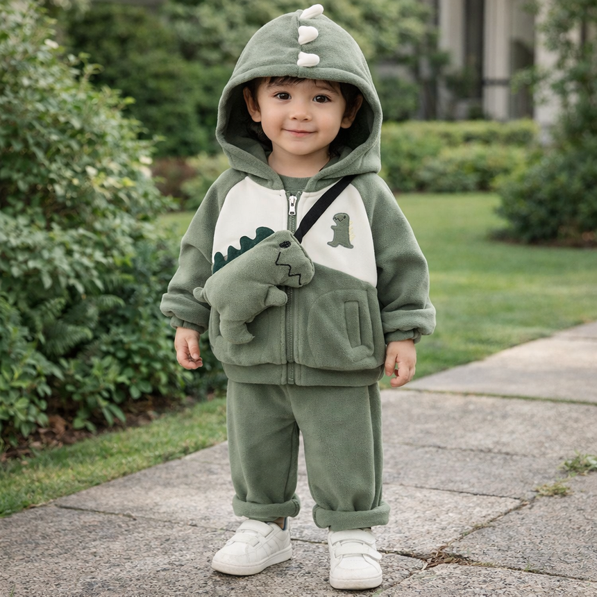 Boys’ Warm Dinosaur 3-Piece Set / 1–6Y