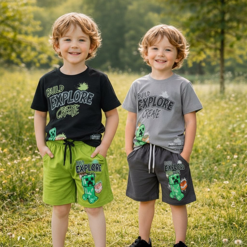 Boys’ Cotton Minecraft Outfit / 3–10Y