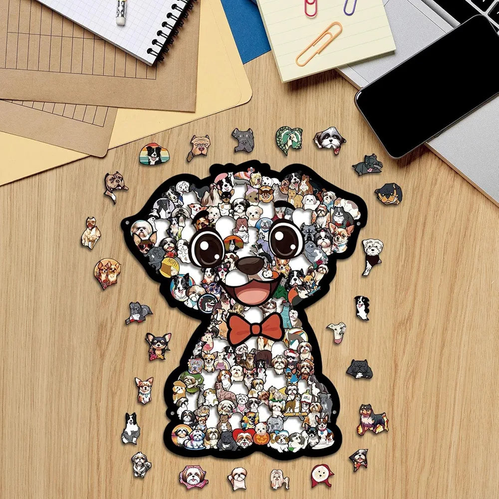 Wooden Dog Jigsaw Puzzle Figurine | 160 Pcs | 25001