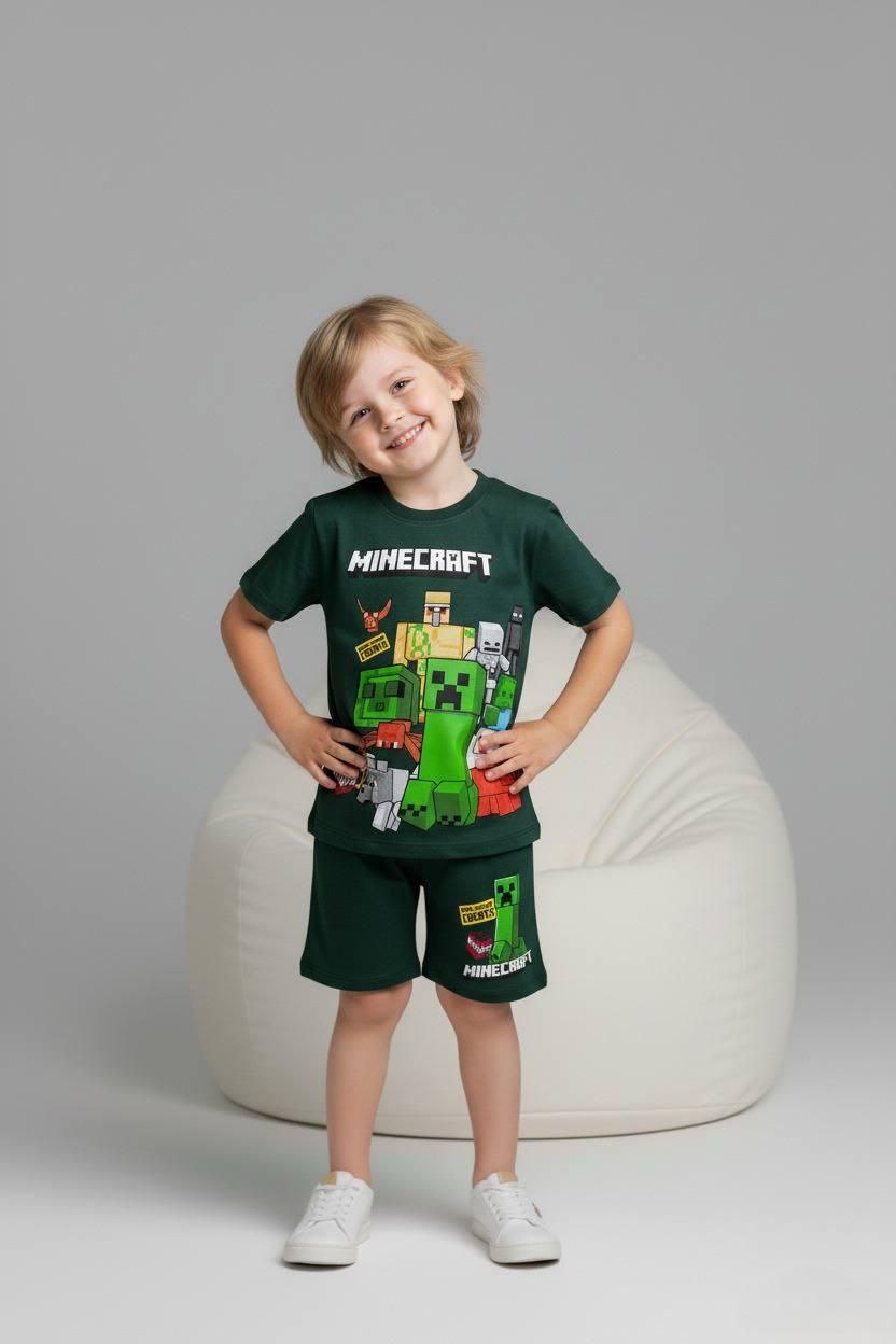 Boys’ Cotton Minecraft Summer Set / 3–10Y