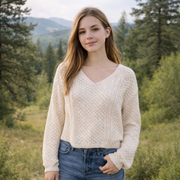 Cream Crochet Knit Top Size M