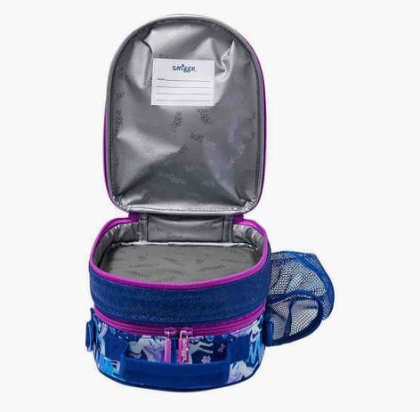 Smiggle Lunch Bag - Blue Unicorn | Hardtop | Shoulder Straps | 25×19×12cm