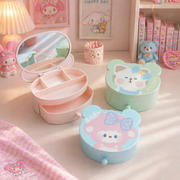 Cute Bear Mirror Storage Box Pastel Color 12x15.5cm