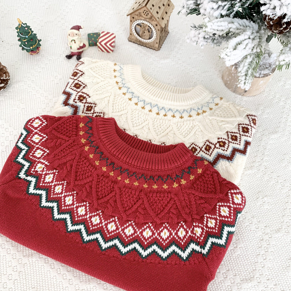 Kids Christmas Fair Isle Knit Sweater 3-10Y