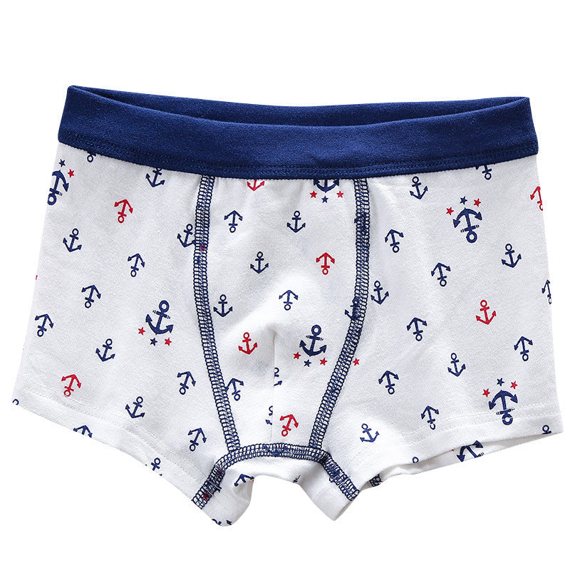 Boys Cotton Boxer Shorts (3 pcs) –Blue Anchors | Size 3–10Y