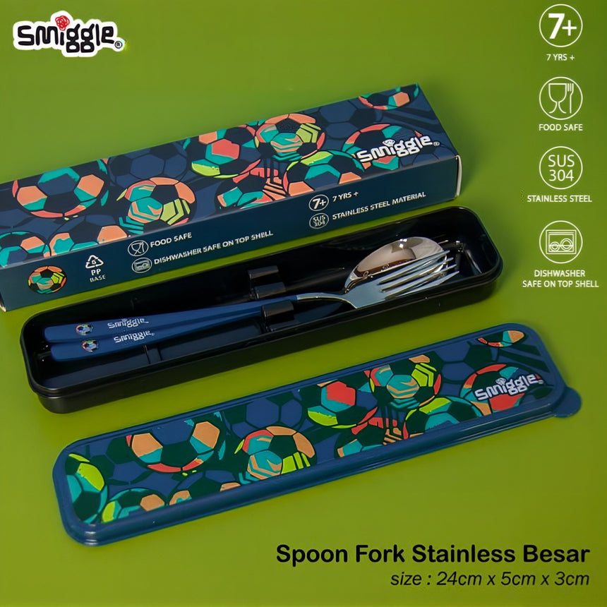 Smiggle Set | Spoon+Fork | With Storage Box| Football