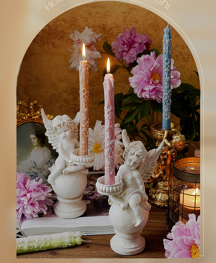 Elegant Floral Taper Candle 25x3.5 cm