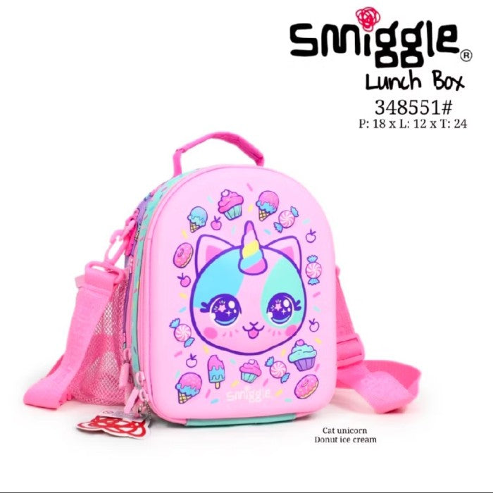 Smiggle Lunch Bag - Cat Unicorn | Shoulder Straps | 25×19×12cm