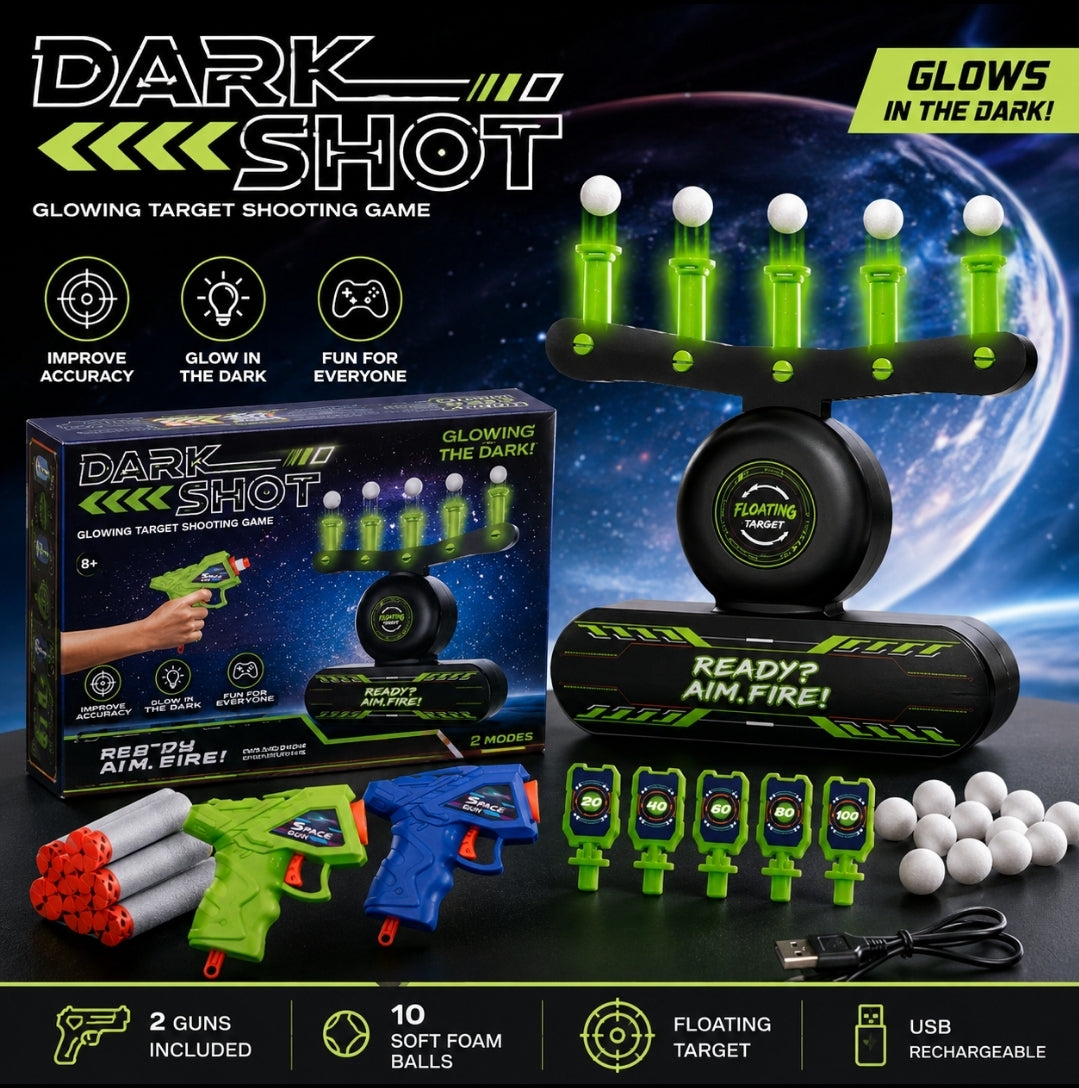 Glow-in-the-Dark Floating Target Shooting Game 2 Blasters 10 Balls