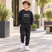 Kids’ Charcoal Black Cotton Outfit Set / 5–14Y
