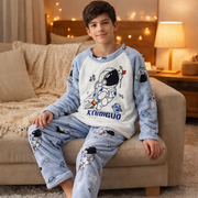 Kids’ Warm Astronaut Space Pajama Set | 3–4Y