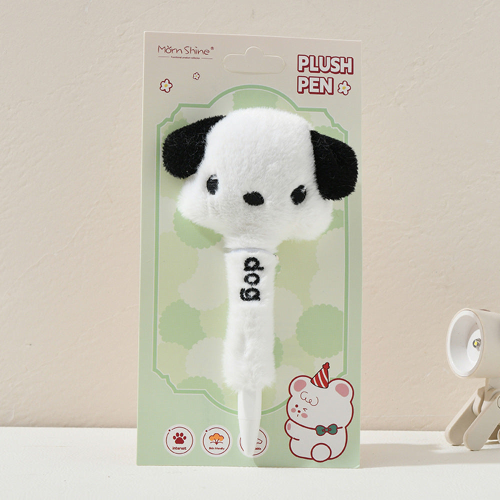 Cartoon Plush Pen Click Black Pen 0.5mm