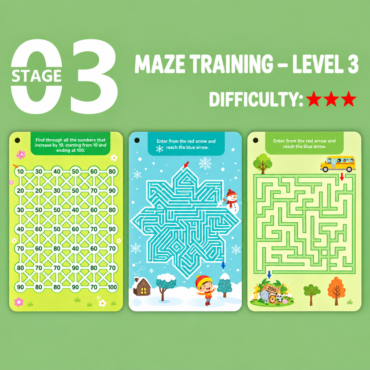 Wipe-Clean Maze Cards for Kids (14×21 cm)