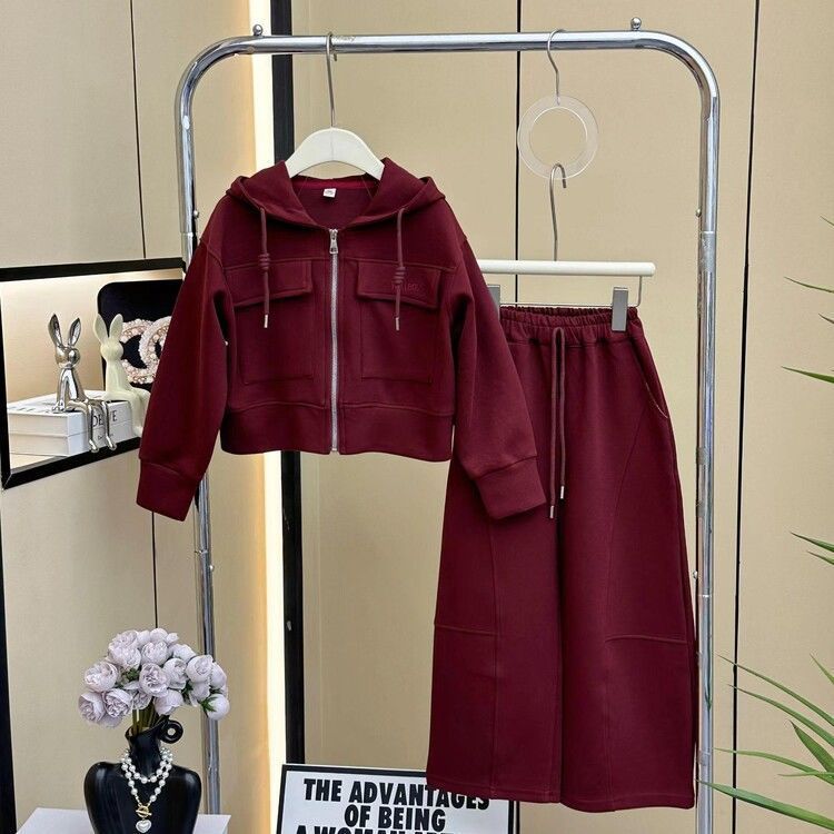 Kids’ Burgundy 2-Piece Outfit Set / 9–10Y