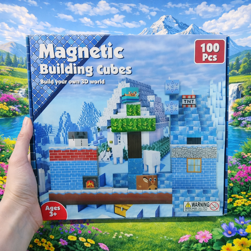 Magnetic Building Cubes Set – 100 Pieces | 3+