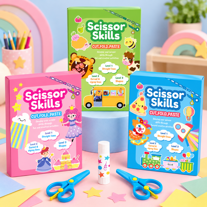 Scissor Skills Cut, Fold & Paste Activity Kit 3+