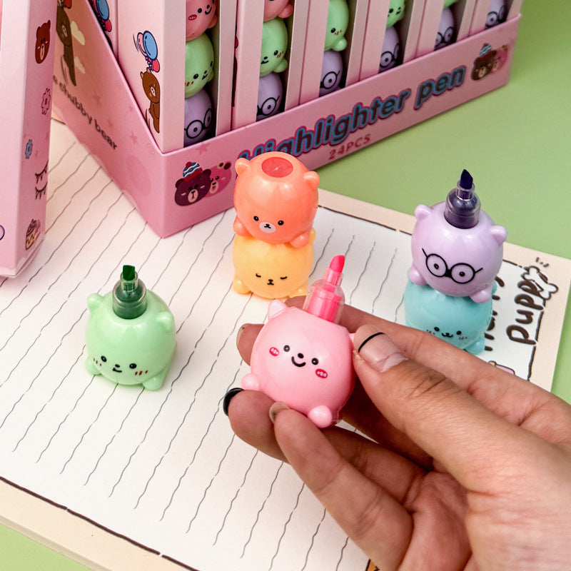 Mini Highlighters Bear Design Pack of 6