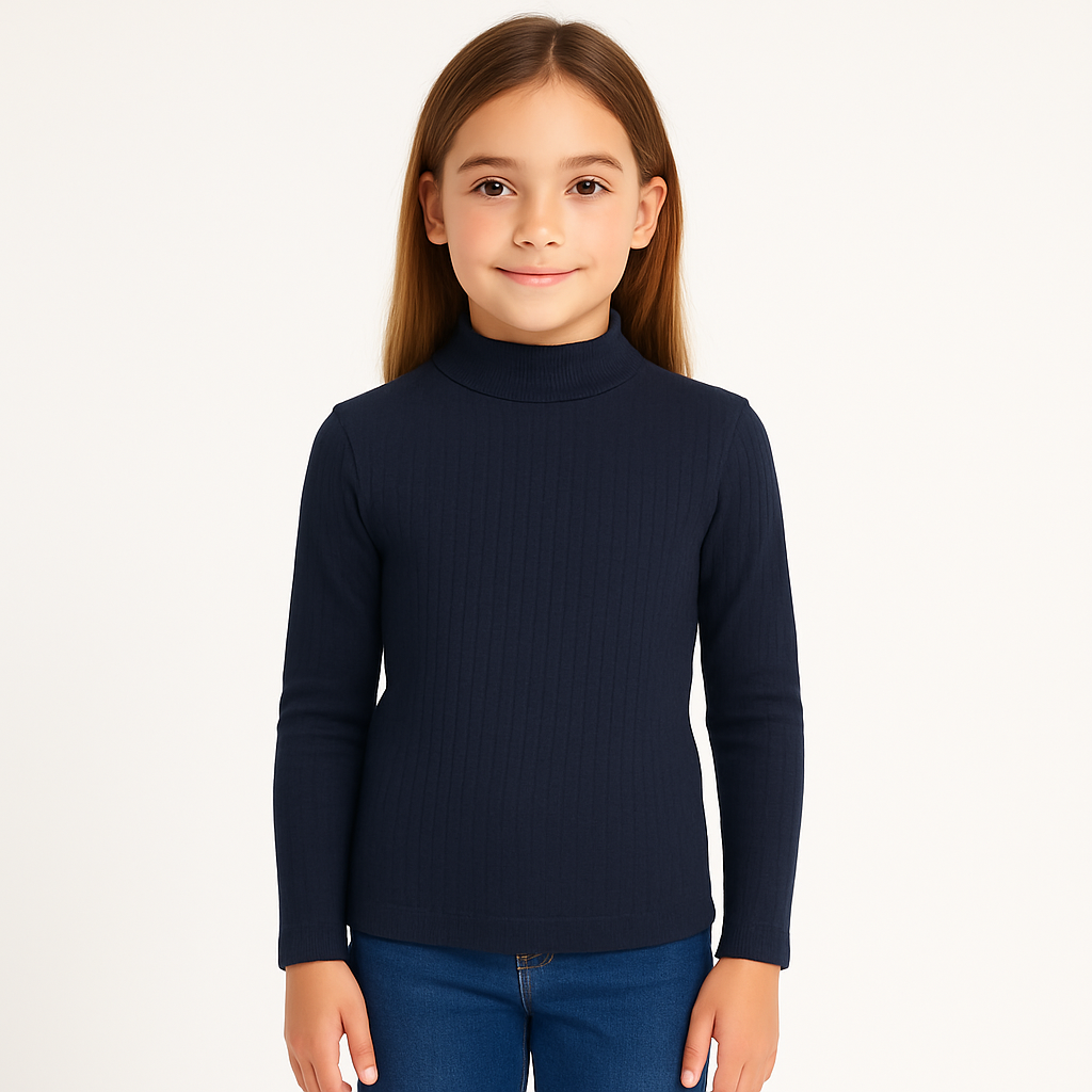 Kids’ Dark Blue School Turtleneck | 4–13Y