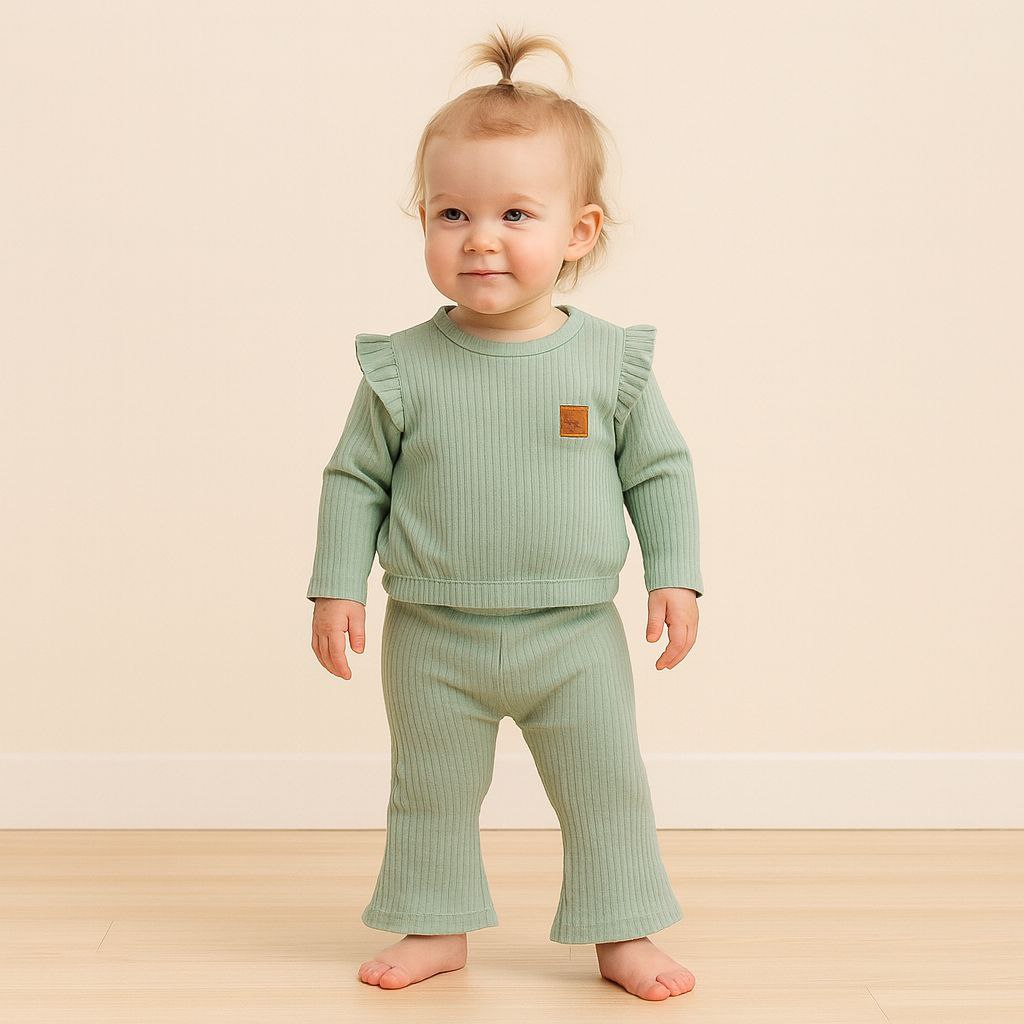 Warm Mint Outfit For Baby Girl / 6–12M