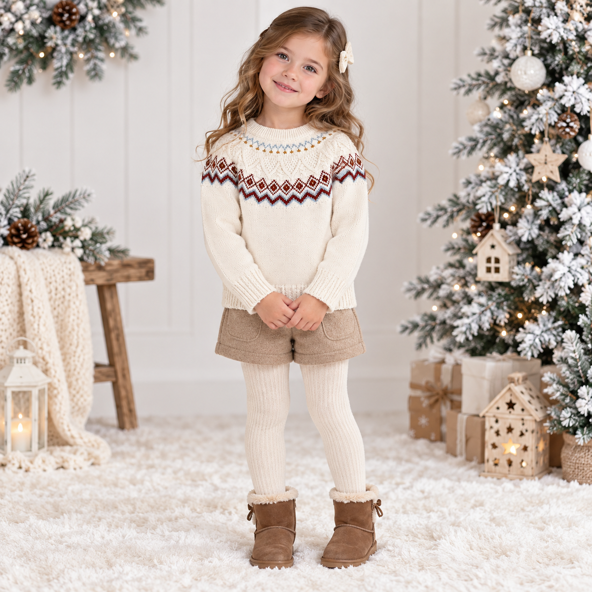 Kids Christmas Fair Isle Knit Sweater 3-10Y