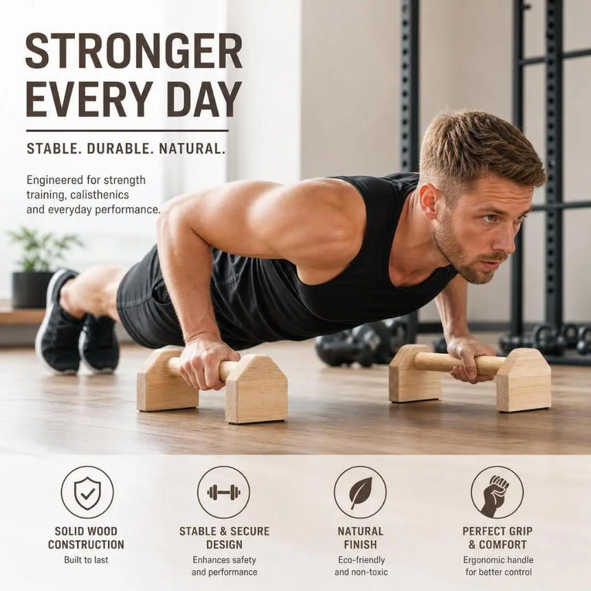 25cm wooden push up bars