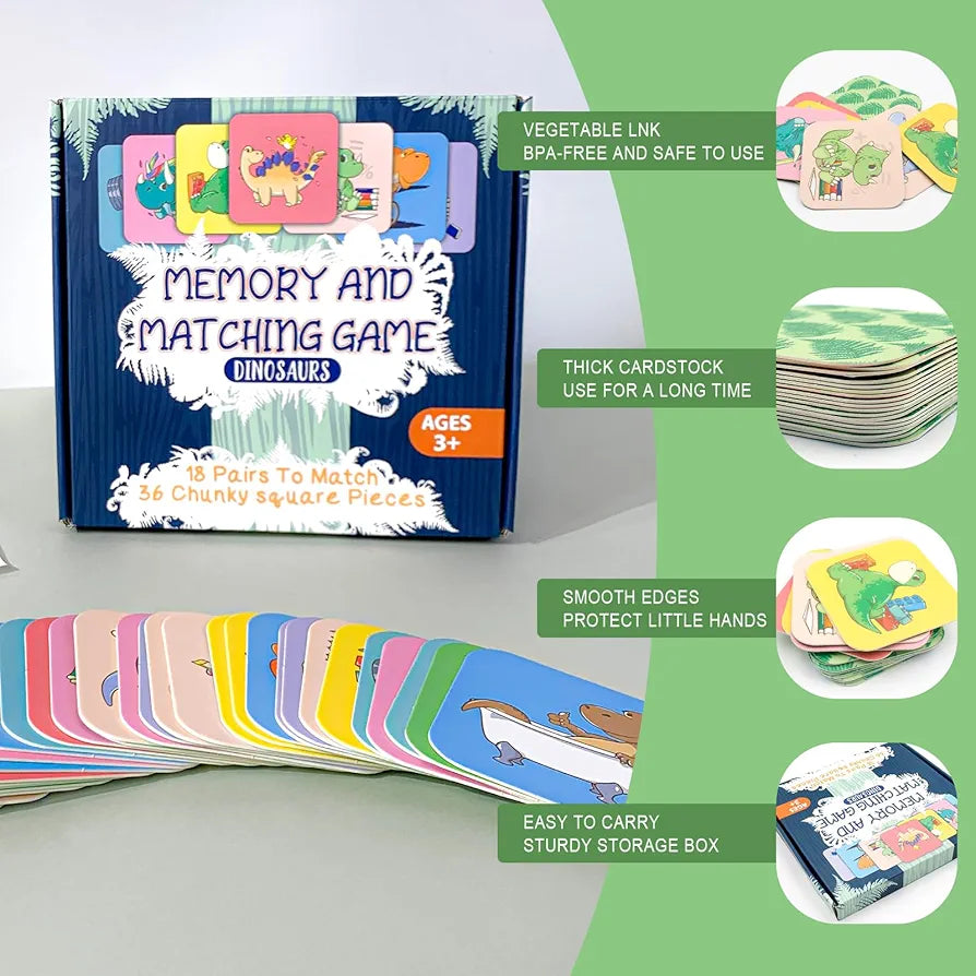 36 Pcs Cards Memory Matching Educational Game - Ages 4-12Y