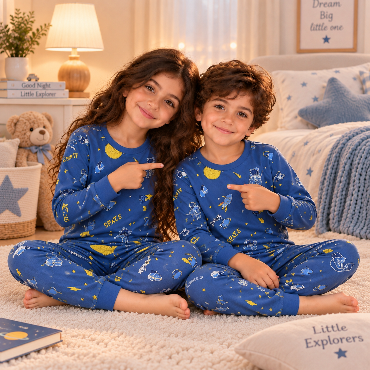 Kids’ 100% Cotton Space Pajama Set | 8–14Y