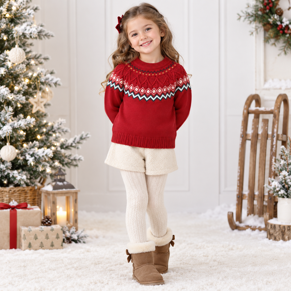 Kids Christmas Fair Isle Knit Sweater 3-10Y
