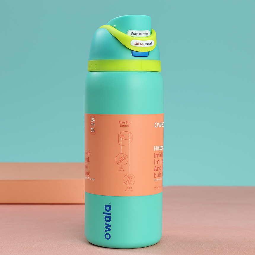 Owala Stainless Steel FreeSip Water Bottle Green And Yellow