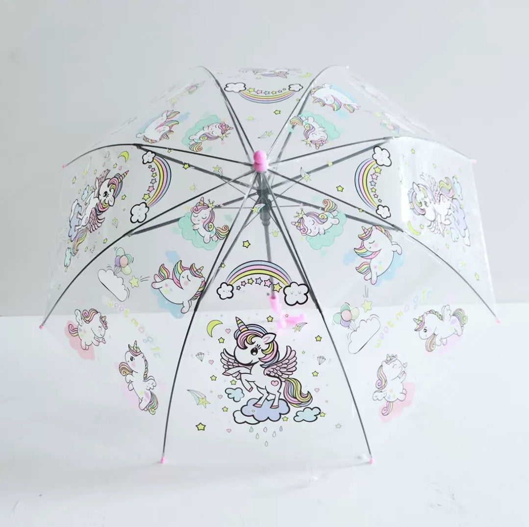 Kids Transparent Dome Umbrella – Assorted Designs, 85 cm