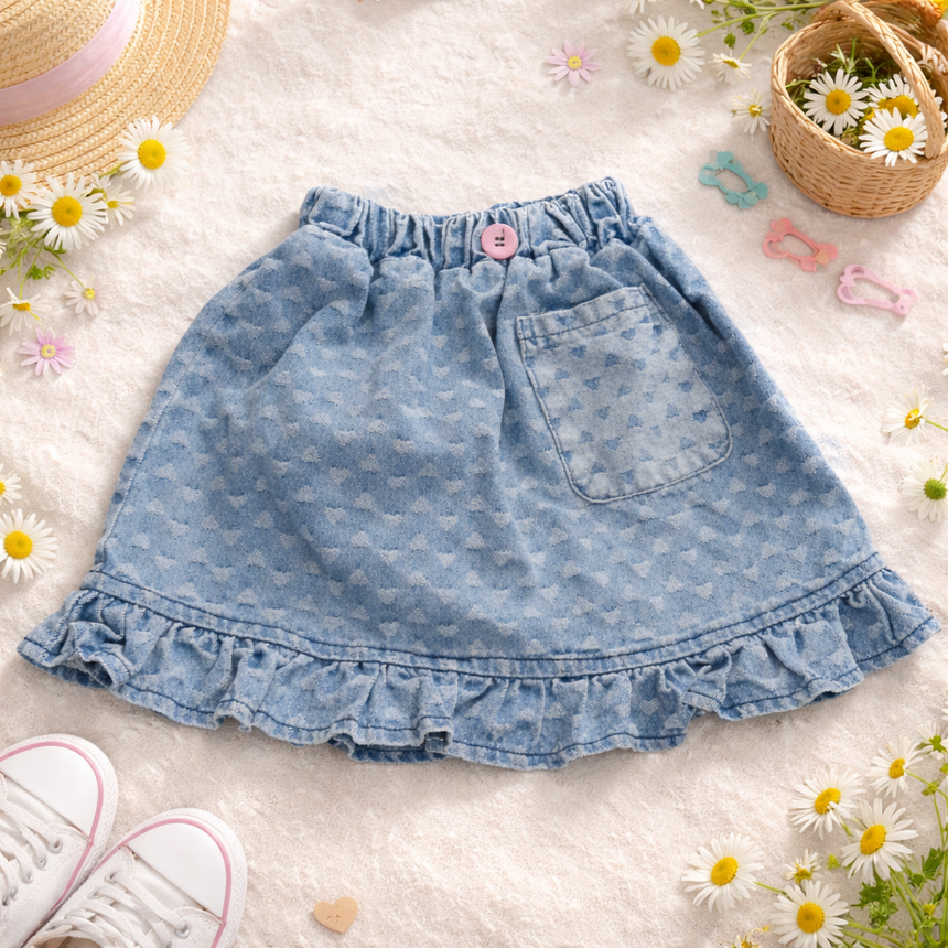 Denim Skirt LOVE for Girls | 7–8Y