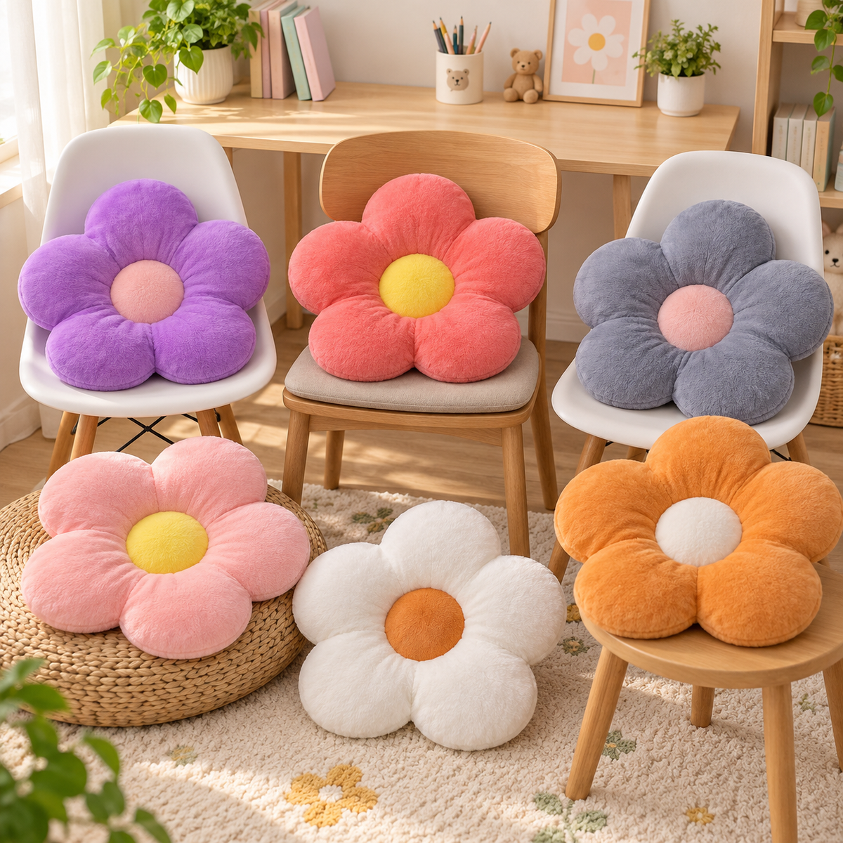 Soft Plush Flower Chair Cushion & Decor – 50cm