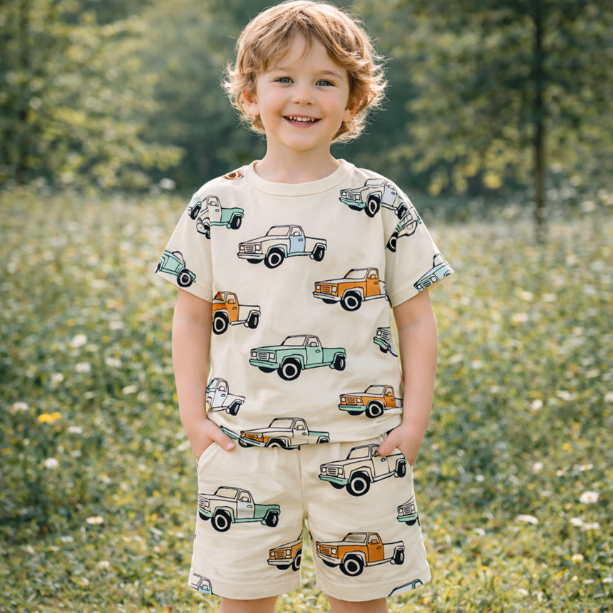 Boys’ Dinosaur Cotton Outfit Set / 5–10Y