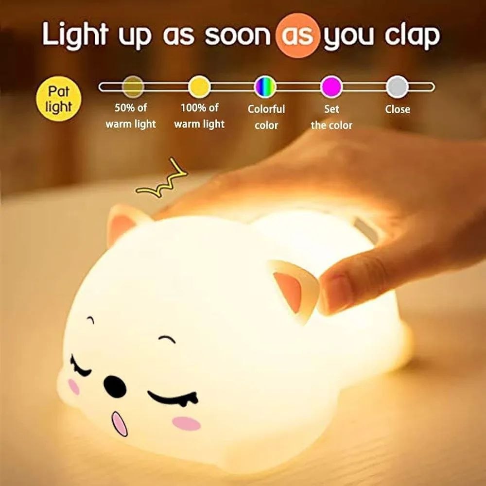 Cat Silicone Night Light USB Color-Changing