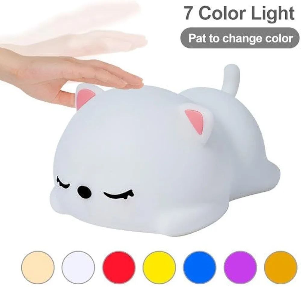 Cat Silicone Night Light USB Color-Changing