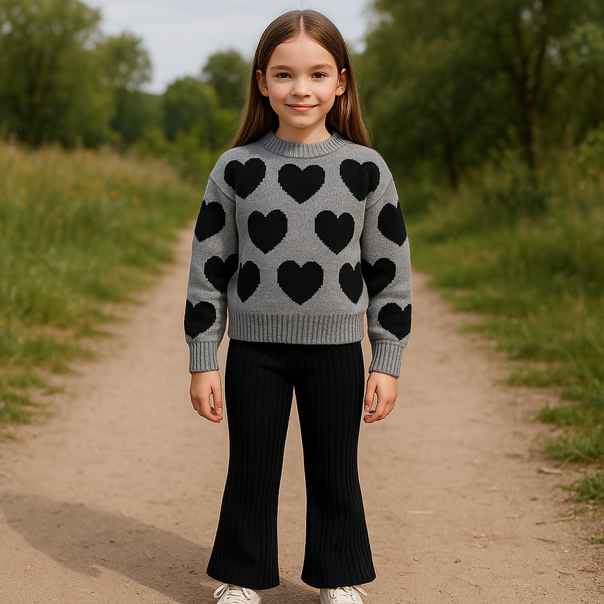 Kids’ Warm Black Heart Outfit / 7Y